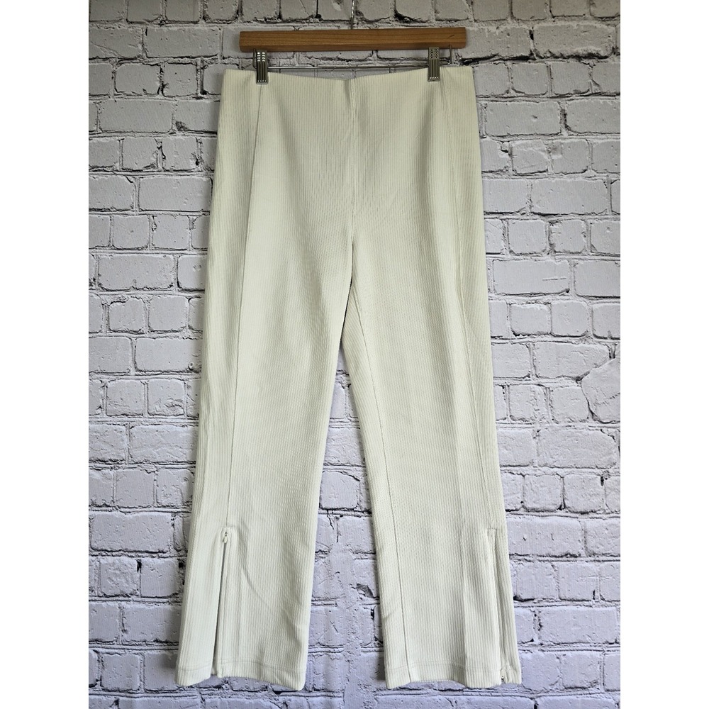 Ribbed Softstreme Zip-Leg High-Rise Cropped Pant Cream Size‎ 10